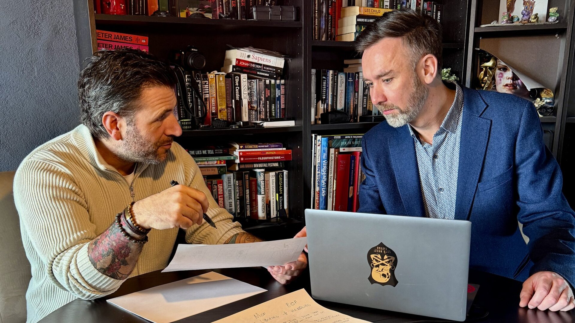 Haakon og Jan Frode fra Utenfra i strategimøte om videoproduksjon