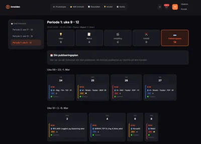 Kalender med publiseringsplan i Innsiden